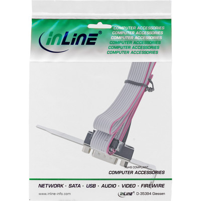 InLine® Serielles Slotblech, Low-profile, 9pol ST an 10pol BU-Leiste 1:1 0,6m (Produktbild 2)