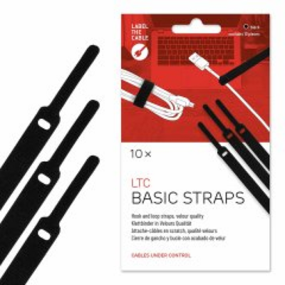 LTC BASIC STRAPS, Klettkabelbinder -- 10 Stück Set schwarz, LTC-1110 (Produktbild 1)