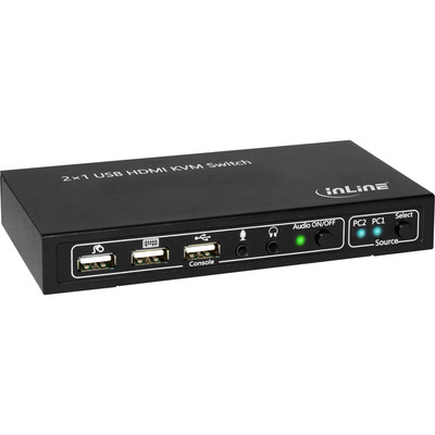 InLine® KVM Desktop Switch, 2-fach, HDMI 4K2K, USB 2.0 Hub, mit Audio (Produktbild 1)
