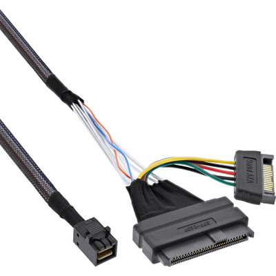 InLine® U.2 Anschlusskabel, SSD mit U.2 (SFF-8639) an SFF-8643 + Strom, 0,5m (Produktbild 1)