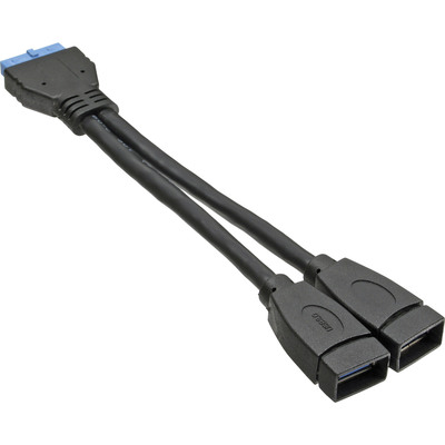 InLine® USB 3.0 Adapterkabel, 2x Buchse A auf Pfostenanschluss 19polig, 0,15m (Produktbild 1)