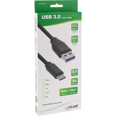 InLine® USB 3.2 Gen.1x2 Kabel, USB-C Stecker an A Stecker, schwarz, 1,5m (Produktbild 2)