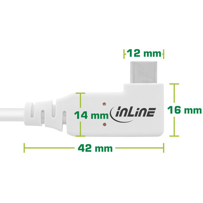 InLine® USB4 Kabel, USB-C, einseitig gewinkelt, PD 240W, 8K60Hz, TPE, weiß, 1m (Produktbild 2)