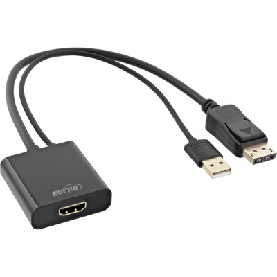 InLine® HDMI BU zu DisplayPort ST Konverter Kabel, 4K, schwarz/gold, 0,3m (Produktbild 1)