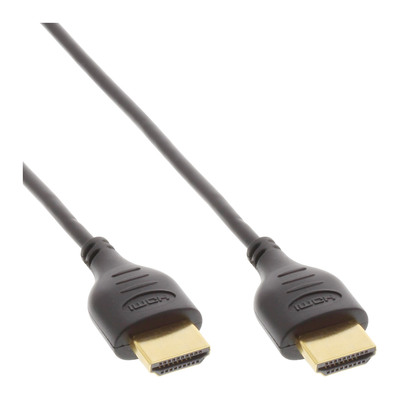 InLine® HDMI Superslim Kabel A an A, HS mit Eth., Premium, schwarz / gold, 1,8m (Produktbild 1)