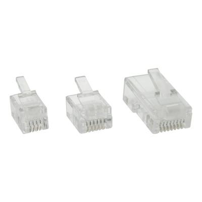 InLine® Modularstecker, 8P8C RJ45 zum Crimpen auf Flachkabel (ISDN), 100er Pack (Produktbild 1)