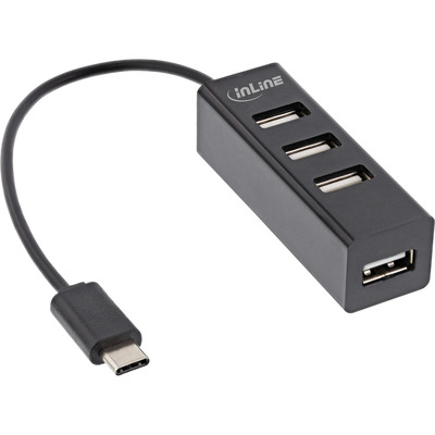 InLine® USB 2.0 4-Port Hub, USB-C Stecker auf 4x USB-A Buchse, Kabel 15cm