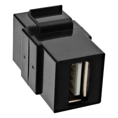 InLine® USB 2.0 Keystone Snap-In Einsatz, USB A Buchse/Buchse, schwarzes Gehäuse (Produktbild 1)