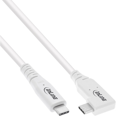 InLine® USB4 Kabel, USB-C, einseitig gewinkelt, PD 240W, 8K60Hz, TPE weiß, 0,5m