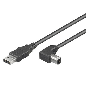 USB2.0 Anschlusskabel Stecker Typ A - -- Stecker Typ B 90° gewinkelt, 2,0 m