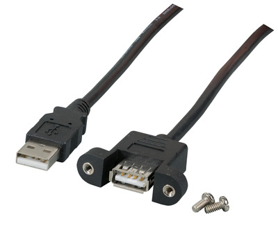USB2.0 Verlängerungskabel A-A -- St.-Einbaubuchse, 1,8m, schwarz, Classic